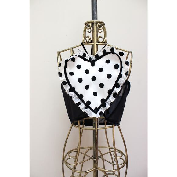 NWT For Love & Lemons Heart Peggy Polka Dot Sheer Crop Halter Top Size XL - Picture 2 of 5